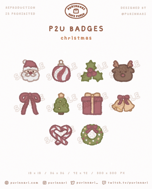 [ P2U ] Christmas Badge Bundle of 10 ⋮ Twitch/Youtube/Discord