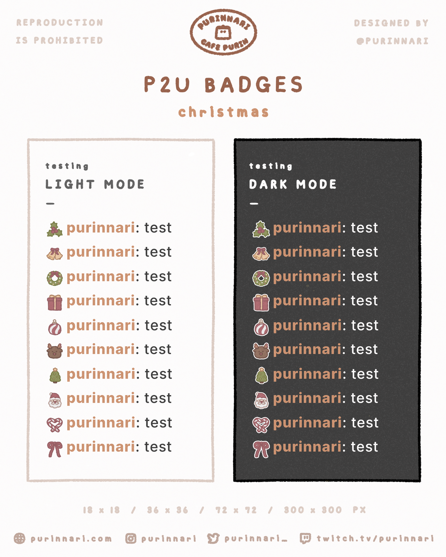 [ P2U ] Christmas Badge Bundle of 10 ⋮ Twitch/Youtube/Discord
