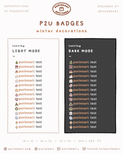 [ P2U ] Winter Decorations Badge Bundle of 15 ⋮ Twitch/Youtube/Discord