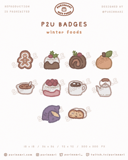 [ P2U ] Winter Food Badge Bundle of 10 ⋮ Twitch/Youtube/Discord