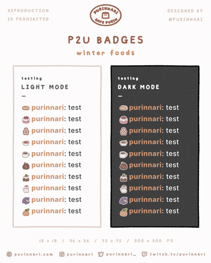[ P2U ] Winter Food Badge Bundle of 10 ⋮ Twitch/Youtube/Discord